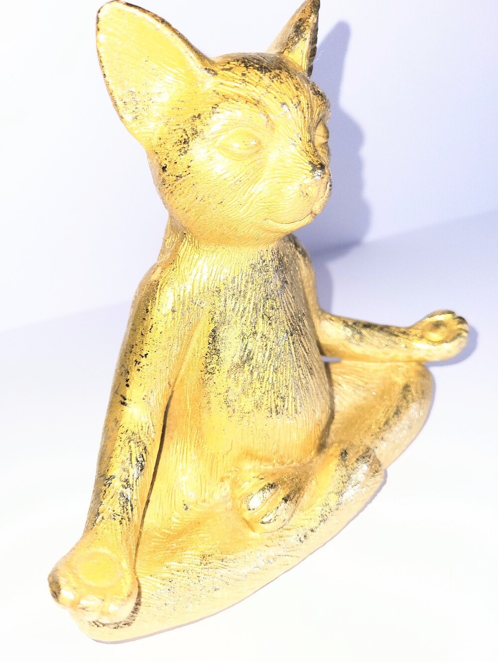 Sagebrook Home Gold Metallic Meditation Yoga Pose Cat Statue Zen Home Decor - Picture 5 of 15